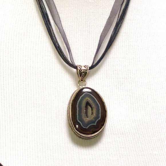 SOLD ! Sliced Botswana agate pendant - Picture 7 of 8